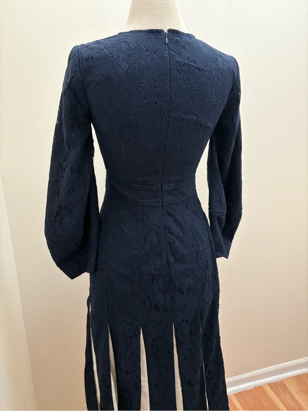 Tuckernuck Navy Blue Floral Lace Cristiana Pleated Dress Size XS Cocktail Formal - Picture 13 of 16